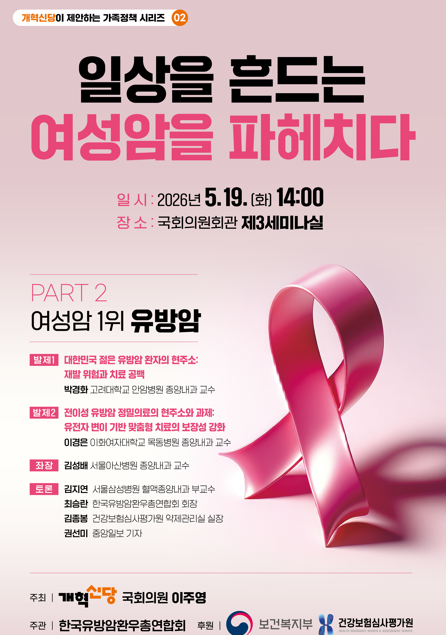 일상을 흔드는 여성암을 파헤치다,  여성암 1위 ‘유방암’