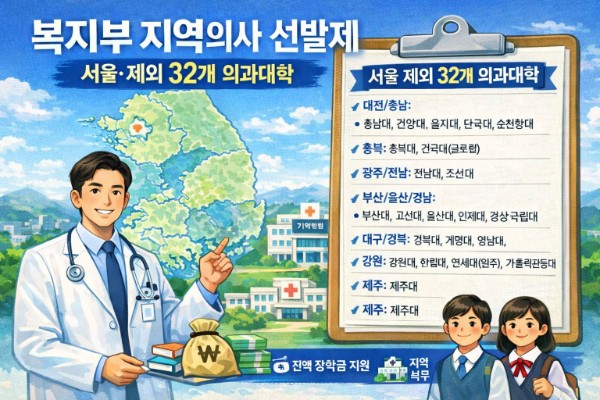 32개 의과대학, 전체 정원 총합의 10% 이상 지역의사로 선발