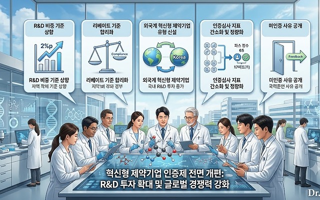 혁신형 제약기업 인증제 전면 개편, 제약산업 연구개발 투자 확대